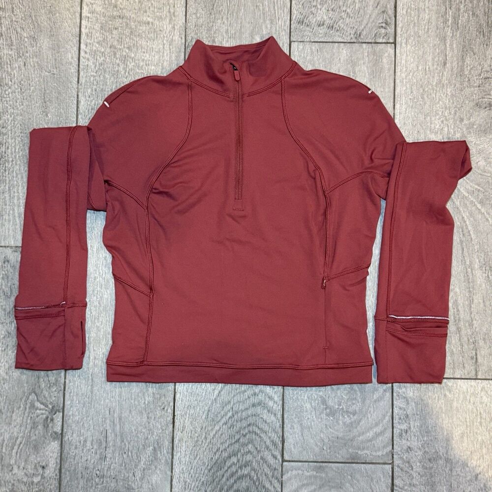 Lululemon Women’s Red Mock Neck 1/2 Zip Long Sleeve Thumbhole It’s Rulu Run Sz 6